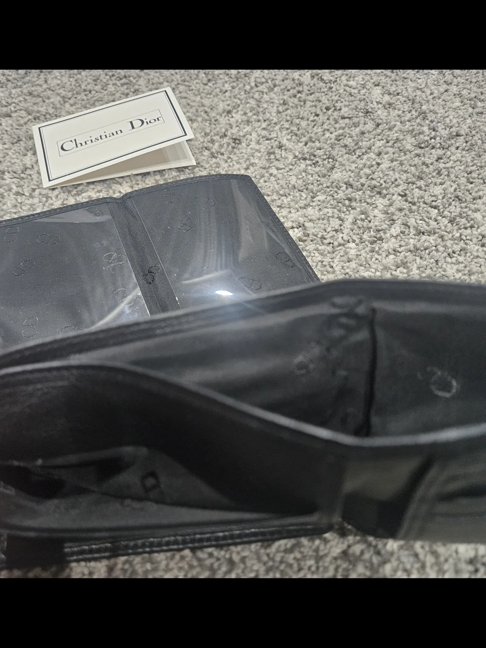 Dior Black Leather Bi-Fold Wallet with Card Slots